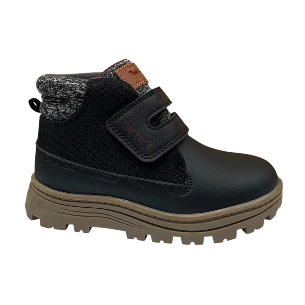 Carters Toddler Boys Kelso Slip-on Sporty Ankle Boots Size‎ 8 Black Tan Gray